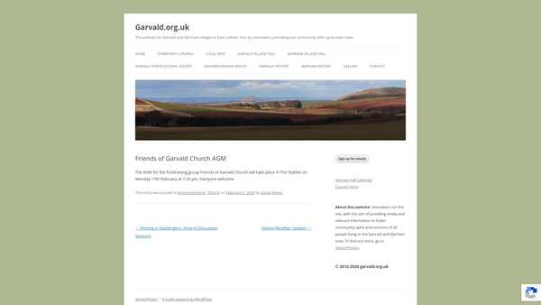 Screenshot of the Friends of Garvald Church website