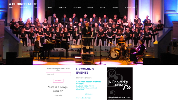 Screenshot of the A Choired Taste website