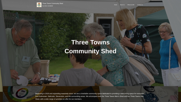 Screenshot of the Three Towns and District Community Shed website