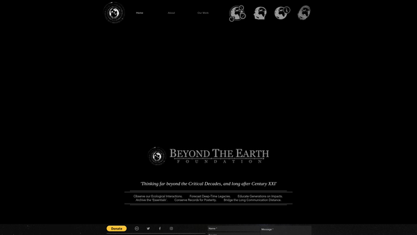 Screenshot of the The Beyond the Earth Foundation website