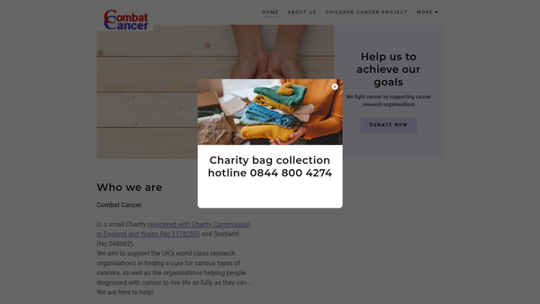 Screenshot of the Combat Cancer website