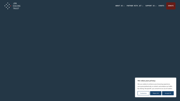 Screenshot of the The Jon Egging Trust website