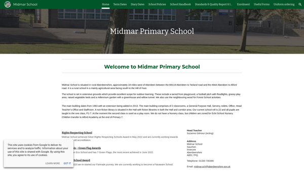 Screenshot of the Midmar School Fund website