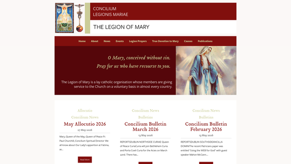 Screenshot of the The Trustees of the Legion of Mary in Scotland website
