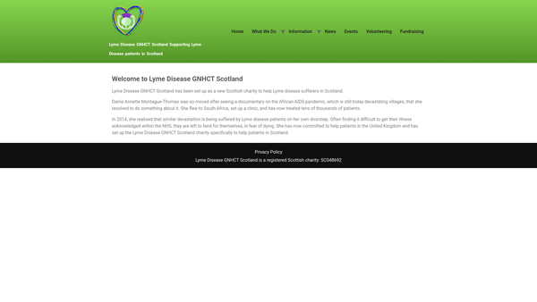Screenshot of the Lyme Disease GNHCT Scotland website