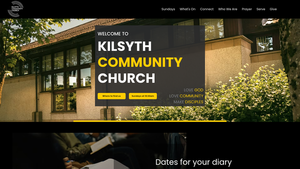 Screenshot of the Kilsyth Community Church SCIO website
