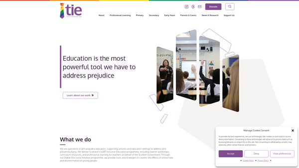 Screenshot of the Time for Inclusive Education website
