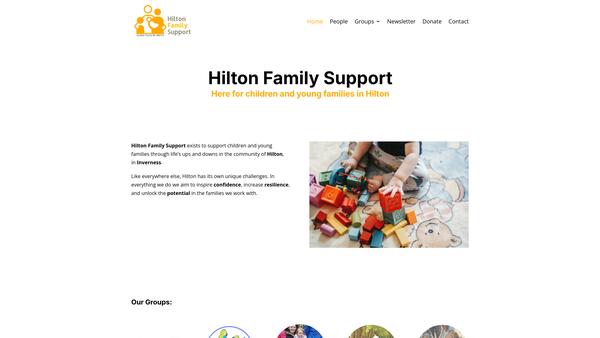 Screenshot of the Hilton Family Support website