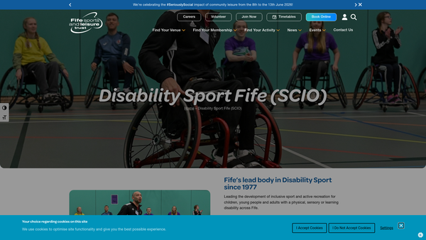 Screenshot of the Disability Sport Fife (SCIO) website