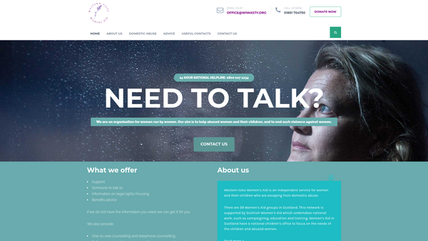 Screenshot of the Western Isles Women's Aid SCIO website