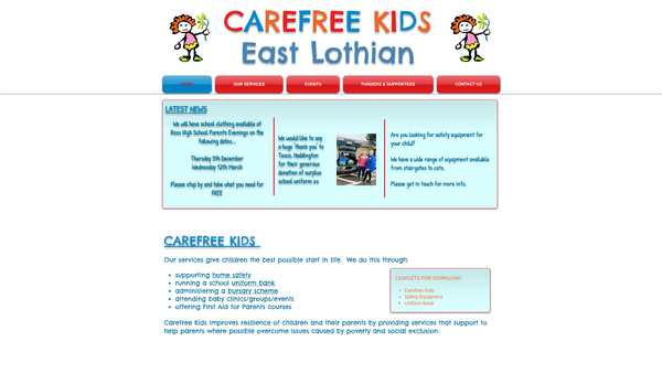 Screenshot of the Carefree Kids East Lothian website