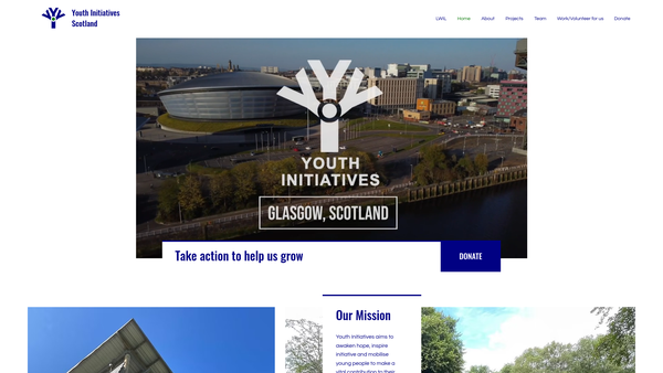Screenshot of the Youth Initiatives Scotland (SCIO) website
