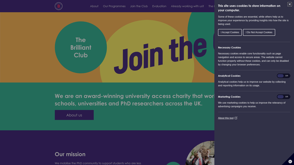 Screenshot of the The Brilliant Club website