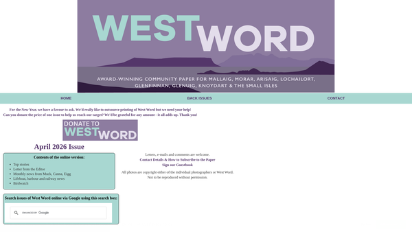 Screenshot of the Mallaig & District Newspaper SCIO website