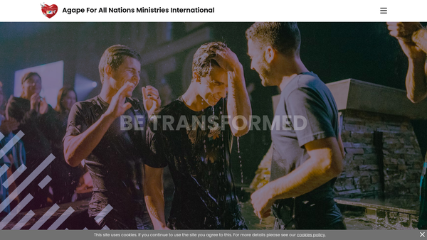 Screenshot of the Agape For All Nations Ministries International Limited website