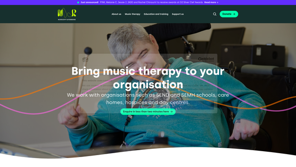 Screenshot of the Nordoff- Robbins Music Therapy website