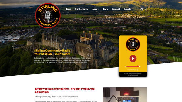 Screenshot of the Stirling Community Media (SCIO) website