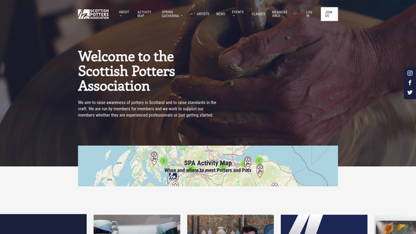 Screenshot of the Scottish Potters Association website