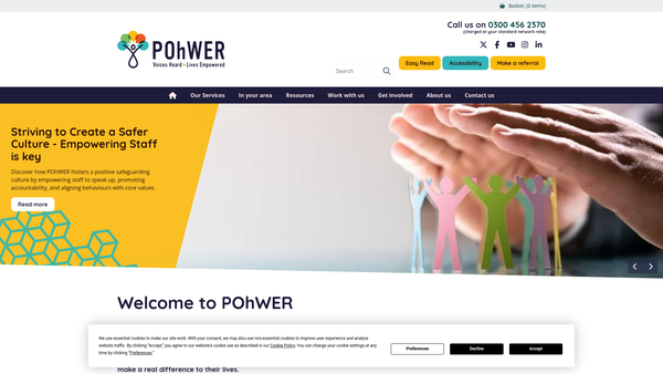 Screenshot of the POhWER website