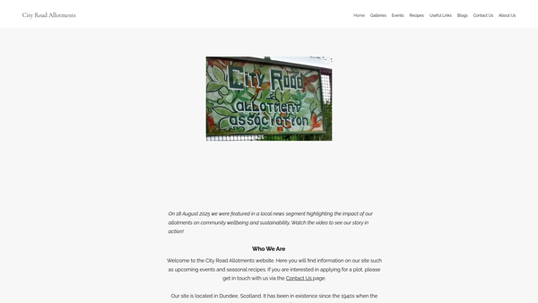 Screenshot of the City Road Gardens Association website