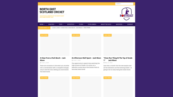 Screenshot of the The North East Scotland Cricket SCIO website