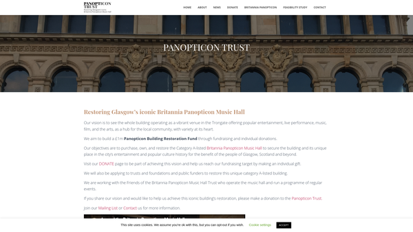 Screenshot of the Panopticon Building Preservation Trust website