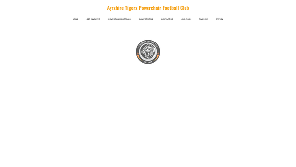 Screenshot of the Ayrshire Tigers Powerchair Football Club website