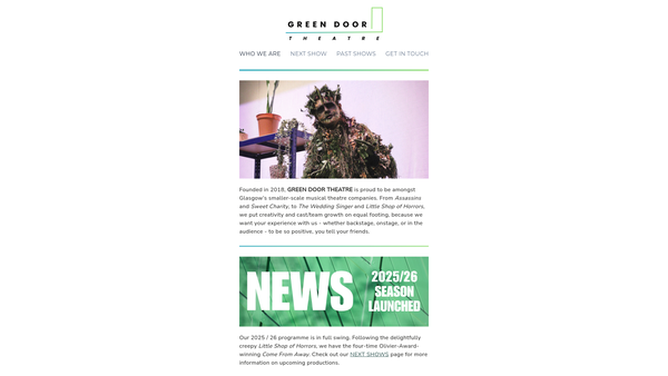 Screenshot of the Green Door Theatre website