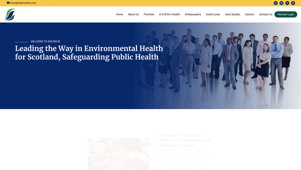 Screenshot of the The Society of Chief Officers of Environmental Health in Scotland website