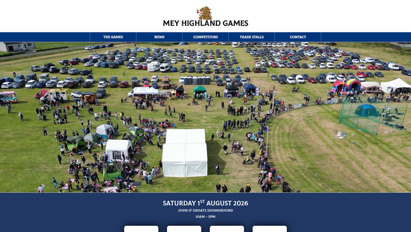Screenshot of the Mey Highland Games (SCIO) website