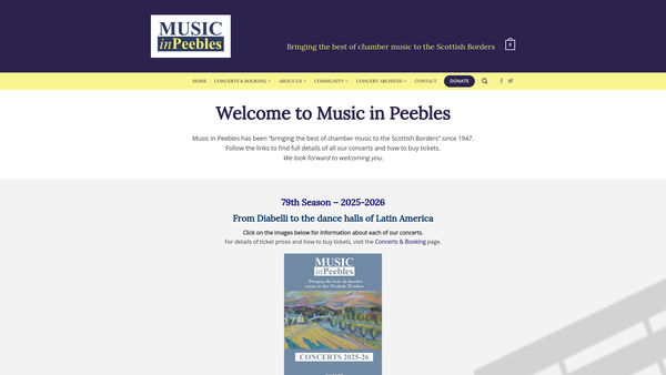 Screenshot of the Music in Peebles SCIO website