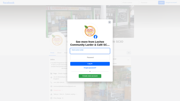 Screenshot of the Lochee Community Larder & Café SCIO website