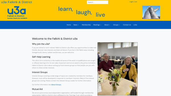 Screenshot of the Falkirk & District U3A website