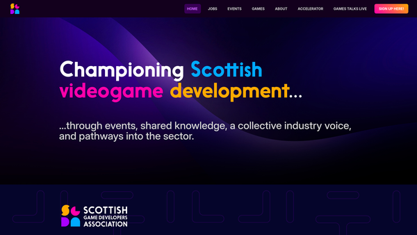 Screenshot of the Scottish Game Developers Association website