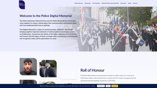 Screenshot of the Police Roll of Honour Trust website