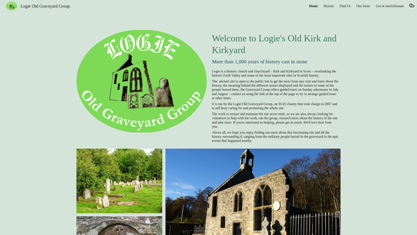Screenshot of the Logie Old Graveyard Group SCIO website