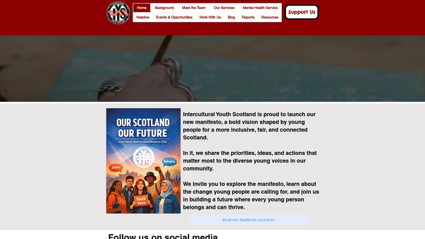 Screenshot of the Intercultural Youth Scotland website