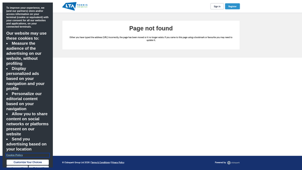Screenshot of the Ayr Lawn Tennis Club website