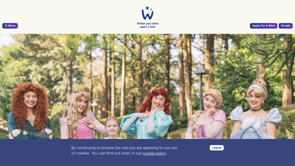 Screenshot of the When You Wish Upon A Star website