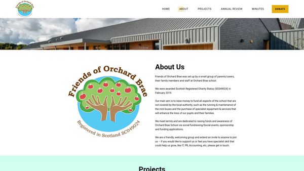 Screenshot of the Friends of Orchard Brae website