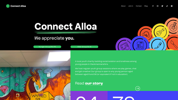 Screenshot of the Connect Alloa website