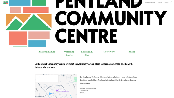 Screenshot of the Pentland Community Centre website