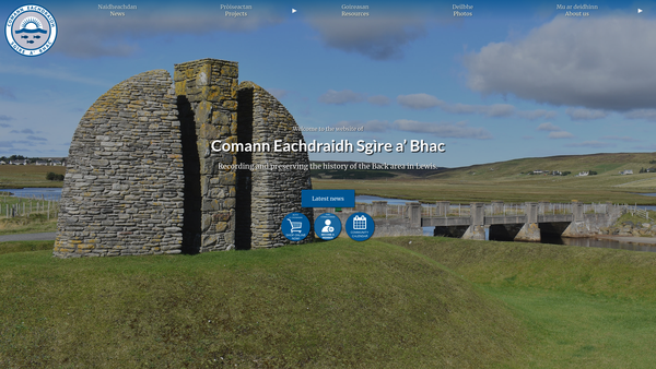 Screenshot of the Comann Eachdraidh Sgìre A’ Bhac SCIO website