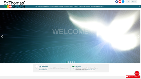 Screenshot of the St Thomas' Church website
