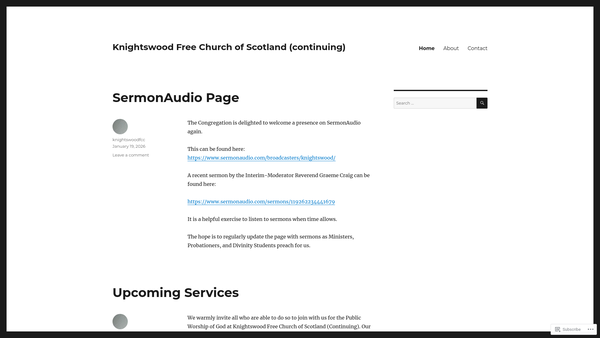 Screenshot of the Free Church of Scotland (Continuing) Congregation Knightswood website