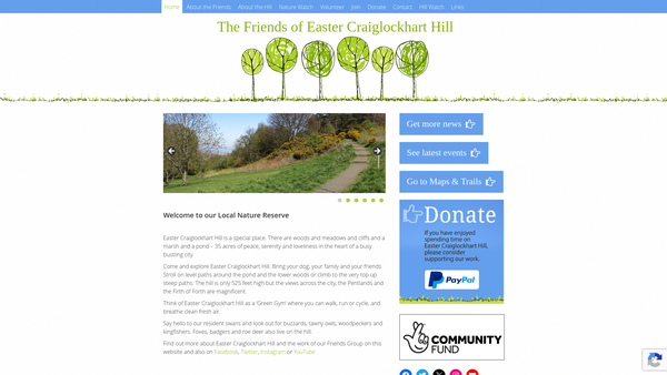 Screenshot of the Friends of Easter Craiglockhart Hill website