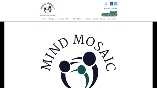 Screenshot of the Mind Mosaic Child and Family Therapies website