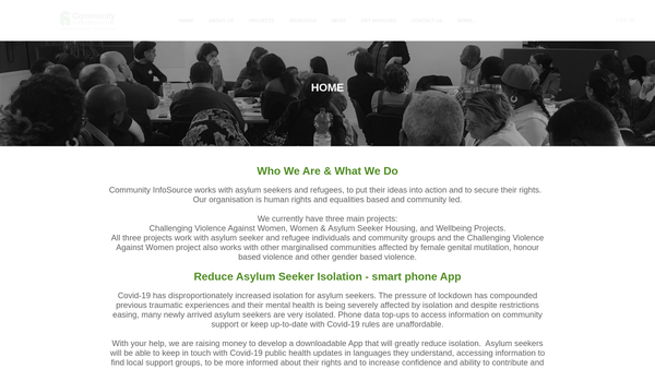 Screenshot of the Community Infosource website