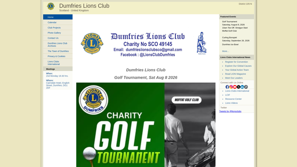 Screenshot of the Dumfries Lions Club website