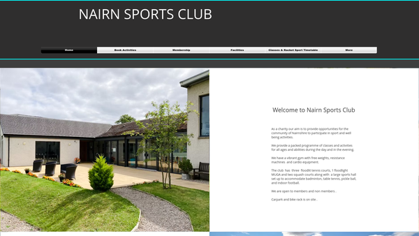 Screenshot of the Nairn Sports Club SCIO website